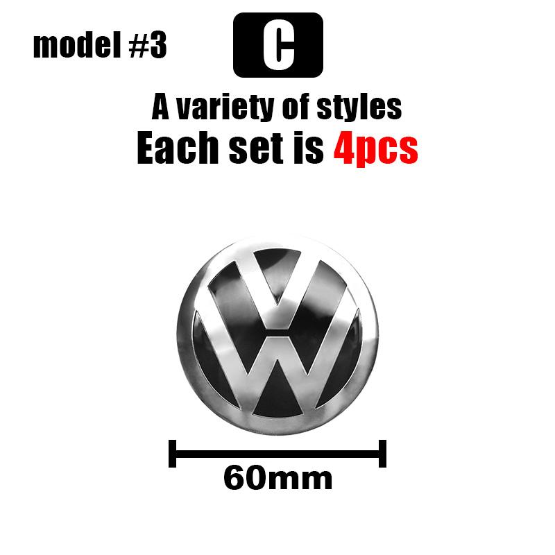 4pcs 56/60/65mm Volkswagen Car Wheel Center Cover Stickers Hub Cap For VW R Golf Touran Octavia Motion GTI Polo Auto Accessories