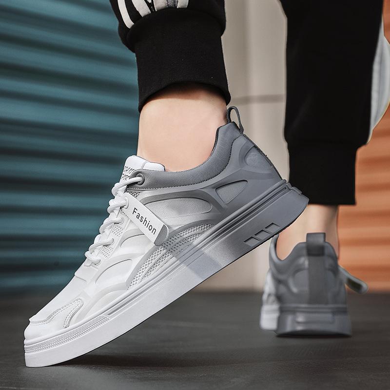 Летняя новая тенденция, универсальная спортивная повседневная спортивная обувь для младших школьников на толстой подошве с низким берцем, маленькая белая модная обувь с градиентом