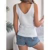 QICED Summer Solid Color V-neck Cutout Leaf Sleeveless Knitted Sweater Vacation Vest Women's Wear