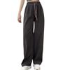 Corduroy Ultra-fine Striped Wide-legged Pants, Women's New Fall and Winter Double Drawstring Smiley Belt Casual Pants, High-waisted Straight Pants