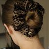 HAS HON006 Leopard Velvet Textured Scrunchie
