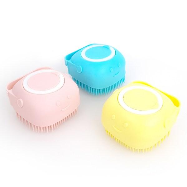 Lemaire Dog/Cat Silicone Bath Brush Comb Shampoo Brush Pet, Blue, Yellow, Pink, 1 Set, Korean Pet Shampoo