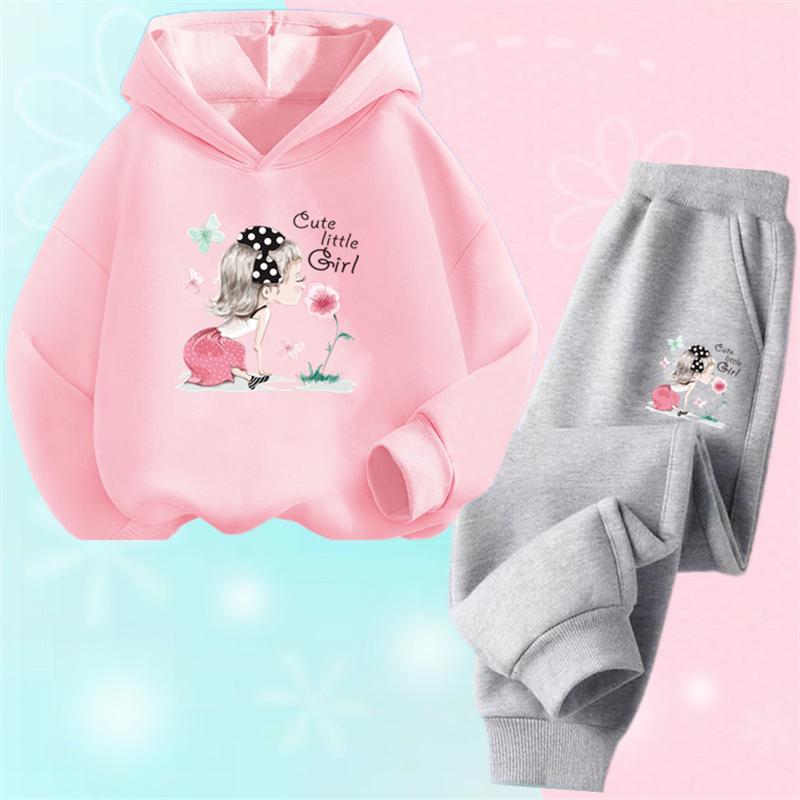 2025 Autumn Korean Girl Clothing Kawaii Kids Clothes Cute Children's Hoodies and Sweatpant 2pcs Set