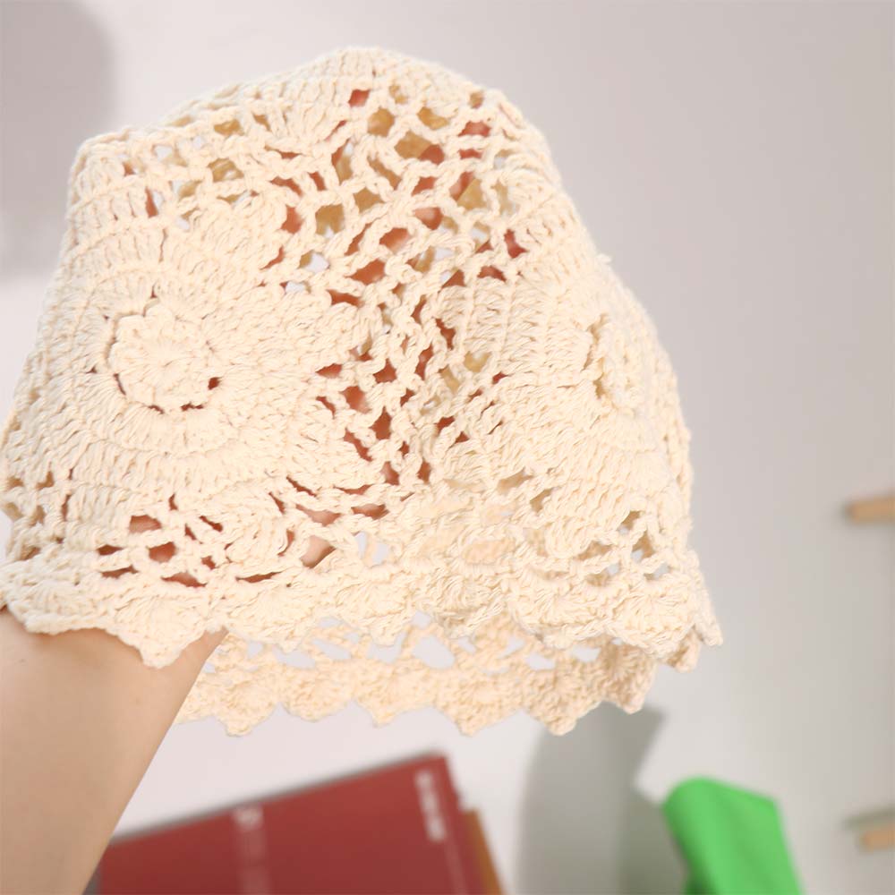 Вязаная крючком шапка-цветок ручной работы, тонкая ажурная вязаная шапка, милая шапка-бини, для девочек