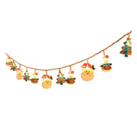 LED Christmas Lights String Santa Claus Snowman Battery-Operated Fairy Lights Window Garland Christmas Decorative Light Party New Year's Decorations