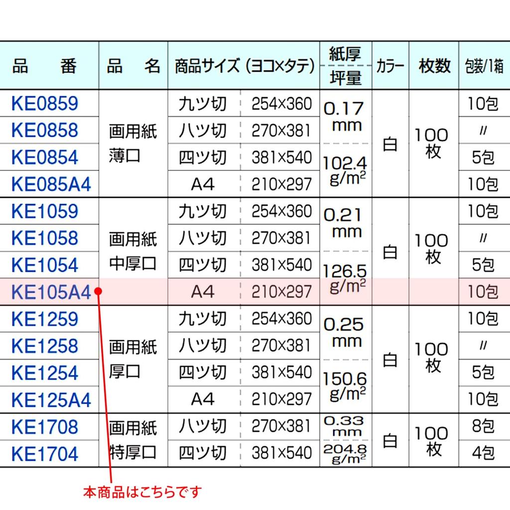Kyokuto Drawing Medium 100 KE105A4 Paper, Thickness, A4, Sheets,