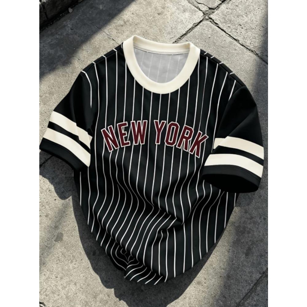 Европейский и американский мужской летний Нью-Йорк letter stripe print мягкий и