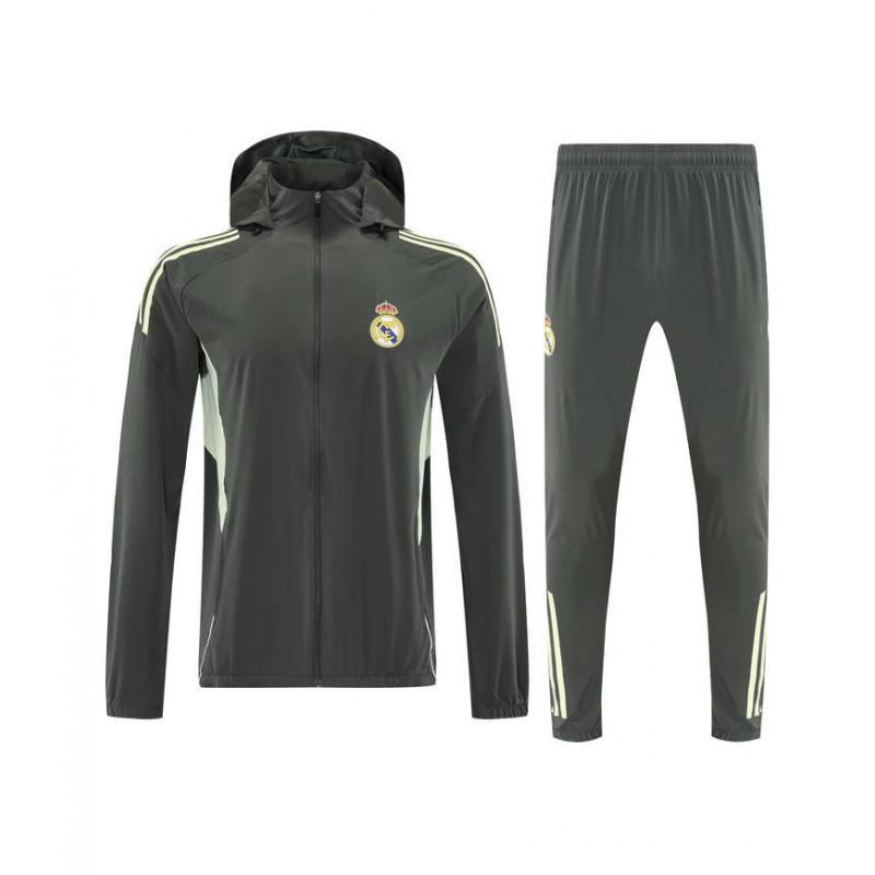 Men Women Long Hooded Windbreaker Training Suit Football Warm-Up Jacket Set Sportswear Soccer Practice Running Gym