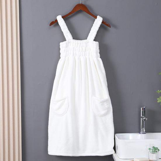 Коралловый флисовый банный халат, быстро впитывающий, быстросохнущий, эластичный, без рукавов, плиссированный, с карманами, свободный, на подтяжках, одежда для пляжа, спа, бассейна, банный халат