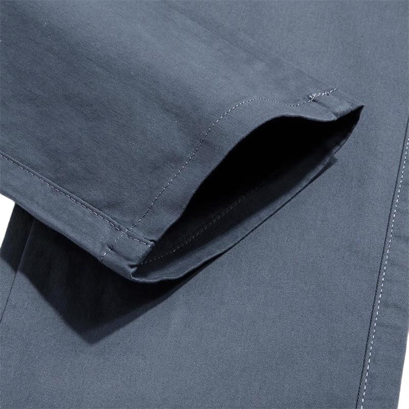 DANCING WOLVES [Cotton Stretch Comfort] Casual Commute Mid-Rise Elastic Comfortable Versatile Men's Trousers, 009 Blue-Gray, Size 30