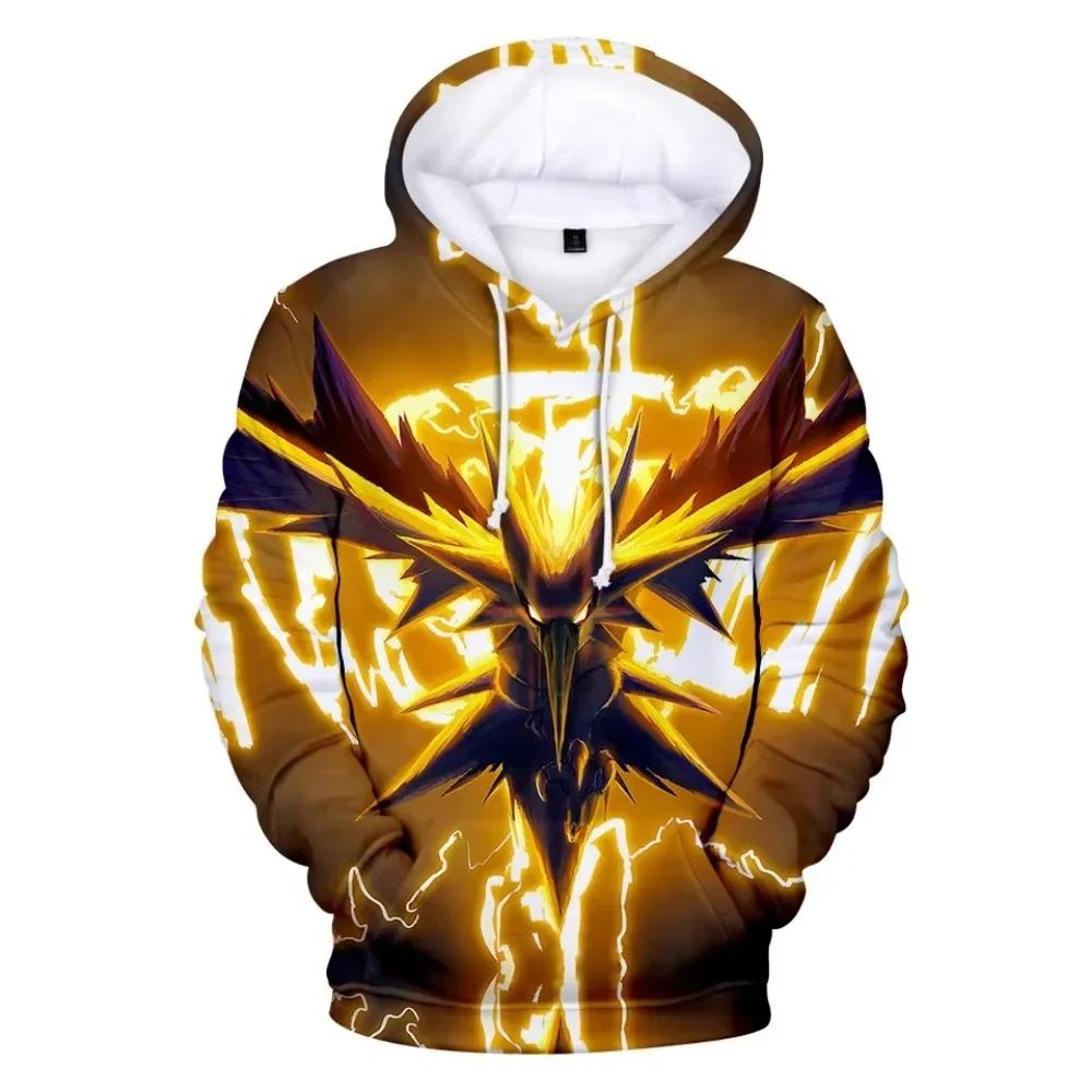 Men's Cute Electric Creature Graphic Fleece Hoodie, Thick Warm Autumn Winter Pullover, Vibrant Cartoon Art Sweatshirt for Daily Casual Matching