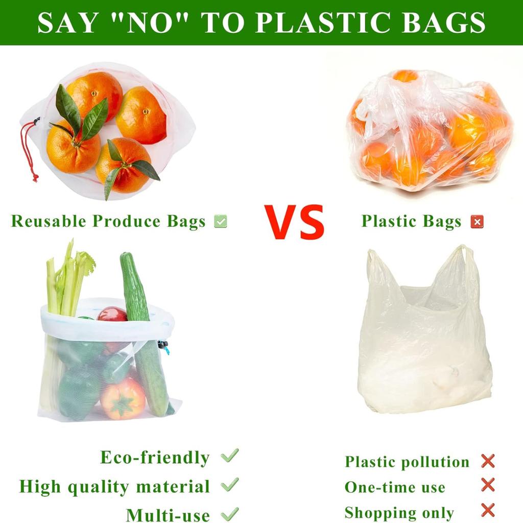 Многоразовые сетчатые пакеты для продуктов — моющиеся пакеты для продуктов — 12 красных маленьких размеров (8 дюймов х 12 дюймов) Прозрачные сетчатые пакеты для хранения фруктов, овощей, игрушек