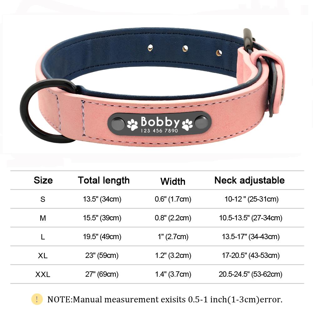 Индивидуальный кожаный ошейник для собак, персонализированные ошейники с бесплатной гравировкой имени для маленьких, средних, больших собак, питбулей, лабрадоров, XS-XXL