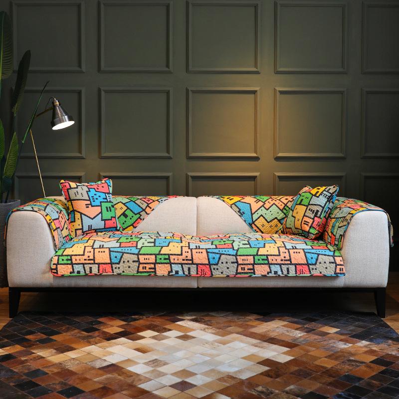 Чехол на диванную подушку на все времена года, подушка сиденья из хлопчатобумажной ткани, домашний нескользящий универсальный чехол