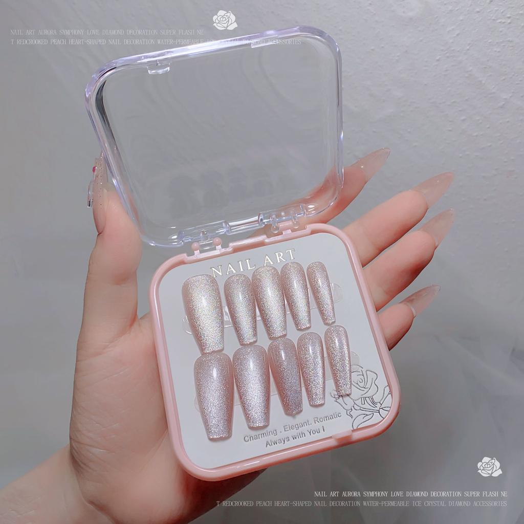 Нейл-арт Ношение ногтей Spar Cat Eye Flash Diamond Nail Patch Ношение ногтей Handmade Nail Art Поддельные ногти