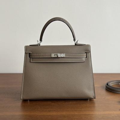 25см Сумка из коровьей кожи Epsom с верхней ручкой, Сумка из коровьей кожи, Модная отделка одним ремешком, Сумка-тоут, Женская сумка