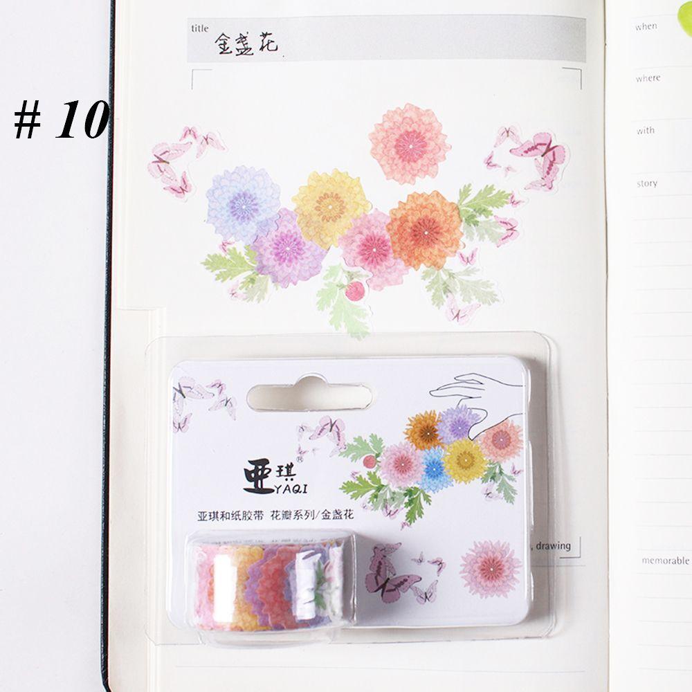 200PCS Adhesive Stylish Decorative Flower Petals Tape Masking Tape Sticky Paper Scrapbooking