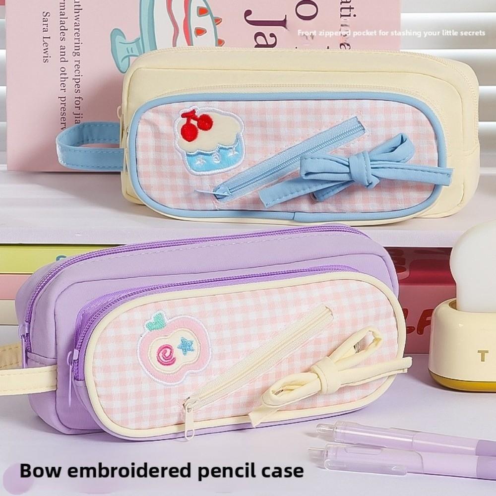 Handheld Korean Fruit Pencil Case Fruit Cherry Cake Print Pencil Pouch Office
