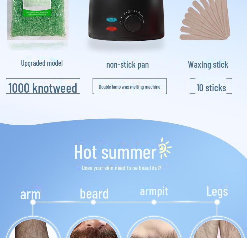 Enhanced 1000g Tear-Type Hard Wax Beans Kit with Hot Wax Machine