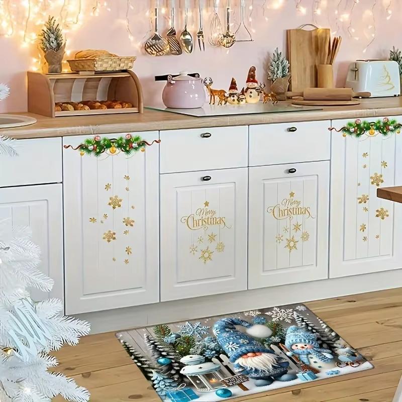 VIKAMAChristmas Carpet Entrance Welcome Doormat Winter Christmas Tree Waterproof Floor Mat Bedroom Kitchen Bathroom Carpet Home