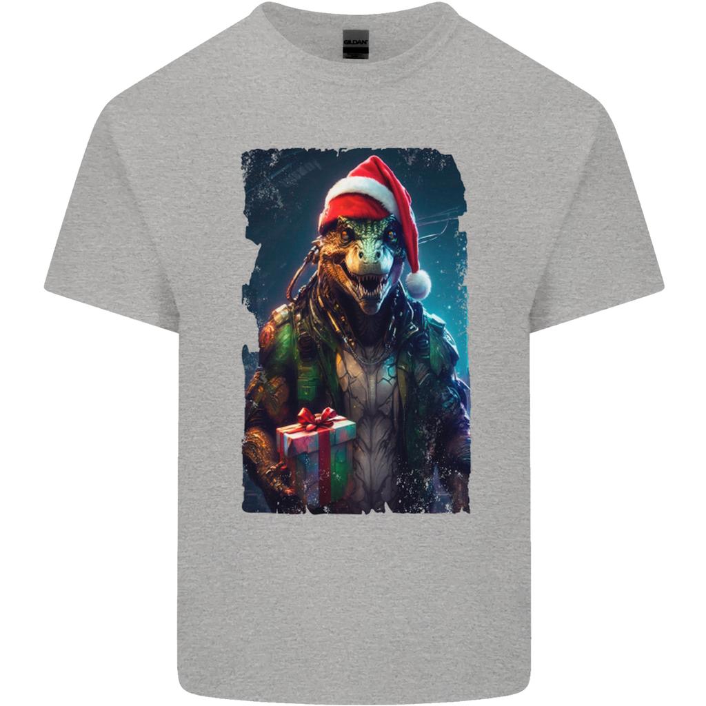 Christmas Reptile Dinosaur TRex Xmas Unisexs Light Cotton TShirt