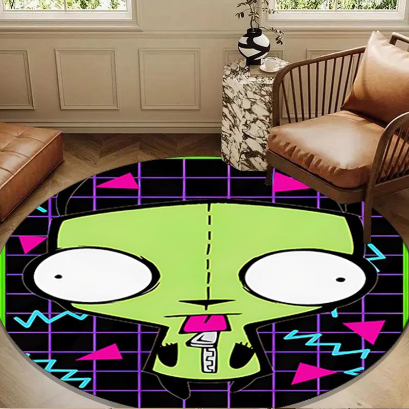Alien Invasion Pattern Round Rug for Livingroom,Bedroom, Palyroom, Chair Rug, Area rug, Circle Carpet, Large Size Fan Christmas gift
