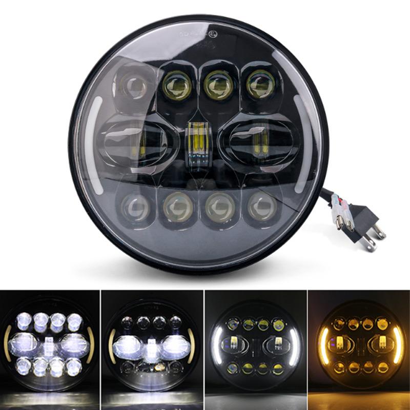 1X 7 Inch LED Headlight Bulbs Assembly DRL Lights H4 Round Headlamp Angel Eyes Car Accessories For Suzuki Samurai Lada Niva Jeep