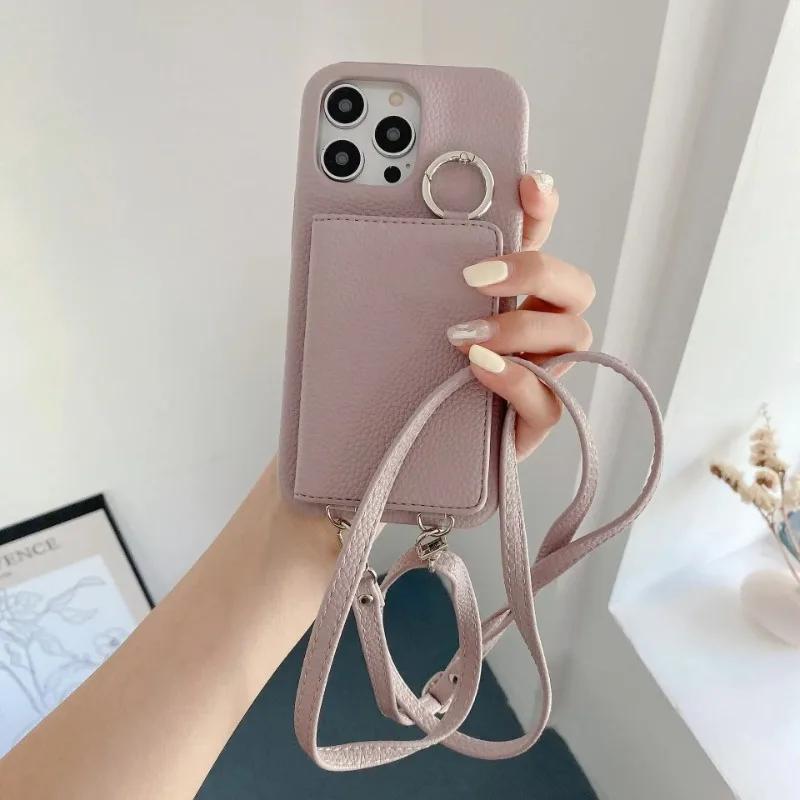 Ring Holder Mirror Crossbody Case For iPhone 13 12 Mini 15 14 11 Pro XS Max X XR 7 8 Plus Card Slot Wallet Lanyard Leather Cover