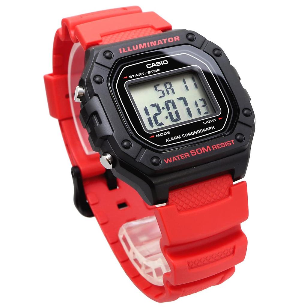 Casio Стандартные цифровые часы W-218H-4BV унисекс красные дешевые импортные модели Casio