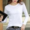 2023 Fashion O-neck Long Sleeve Shirt Women Tops Cotton T-shirt Autumn Solid Loose All-match Office Lady Korean Clothes 10800