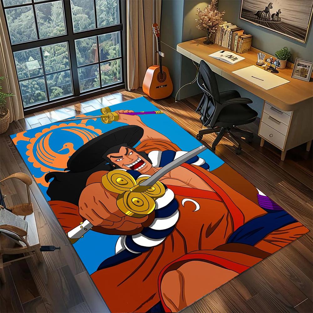 One Piece Wano Country Arc Samurai Luffy Rug Carpet Large Area Rug Non Slip Washable Floor Mat Gamer Room Bedroom Home Decor
