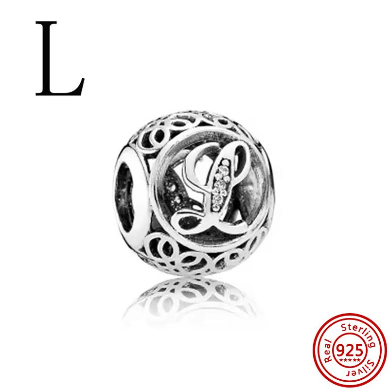 925 Чистая медь Символ бесконечности Полый Круг A-Z 26 Букв Алфавита Сияющие Циркониевые Бусины Подходят для Оригинального Браслета с Шармами Pantaro