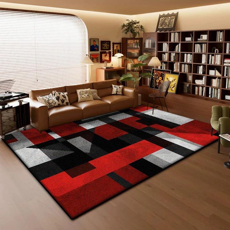 Modern Geometric Rug For Living Room Bedroom Kitchen Bathroom Non-Slip Easy-Clean Washable Rug