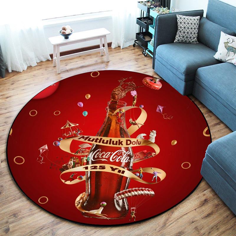 Christmas Gift Halloween Theme Bear Truck Coca Cola Round Carpet Soft Home Decoration Corridor Table and Chair Anti slip Outdoor Floor Mat Carpet H25