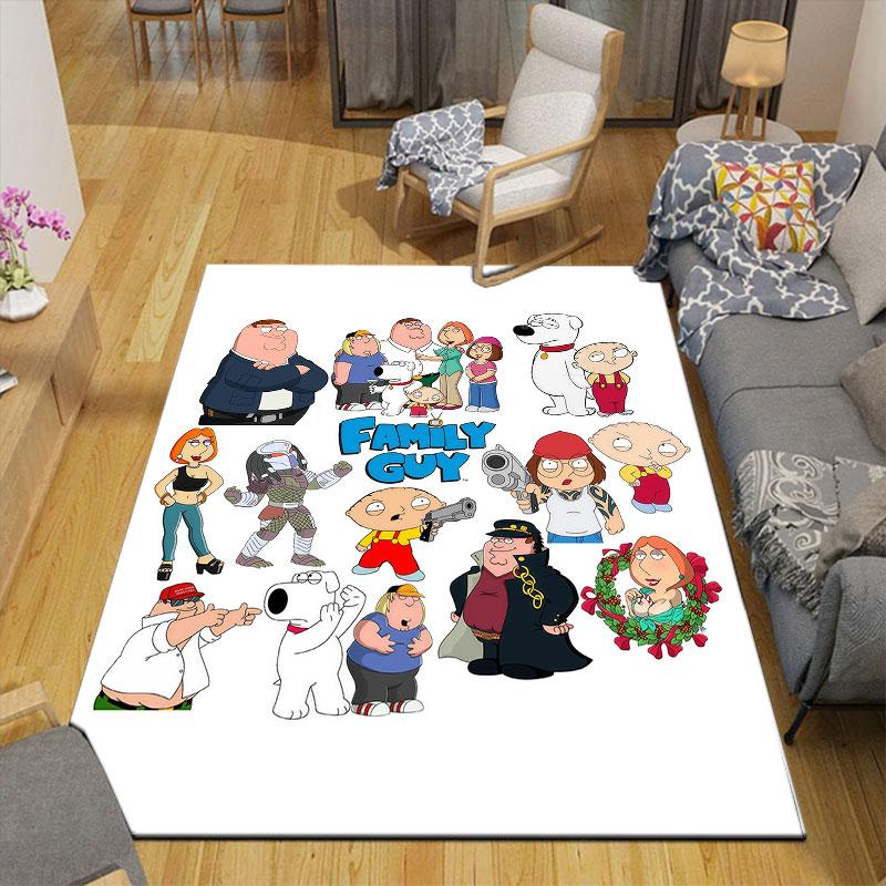 Family Guy Poster Flannel Printed Carpet, Home Sofa Decoration for Living Room & Bedroom, Non‑Slip Play Flannel Floor Mat for Game Room