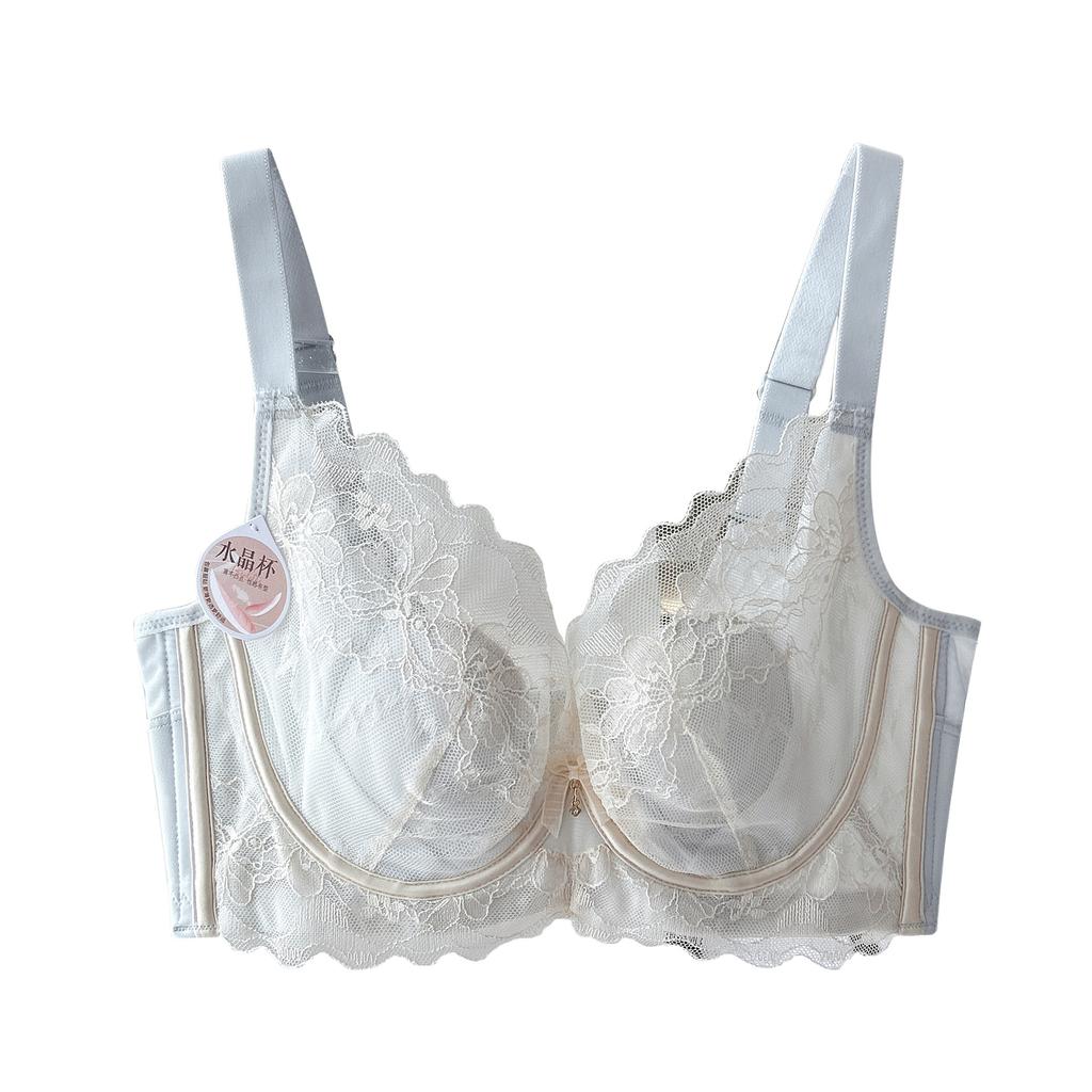 Spring and summer  new products  big breasts and small underwear, female crystal cup adjustment type, double breasts, sexy lace bra