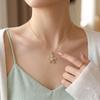 Cute Plant Female White Zircon Stone Skeleton Flower Pendant Necklace Gold Color Wedding Jewelry For Women