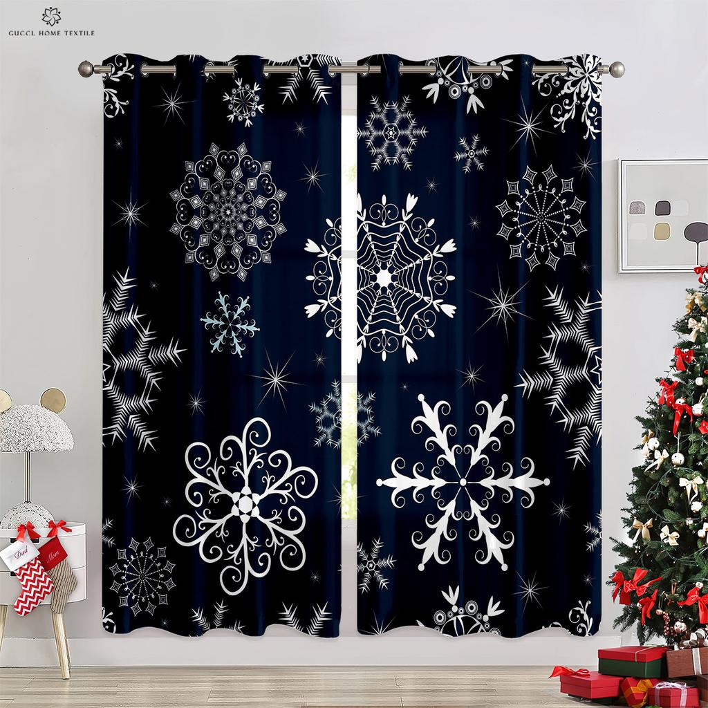 Christmas Decoration Curtains Snowflakes Christmas Tree Decoration Curtains Living Room Bedroom Fireplace New Year Curtains