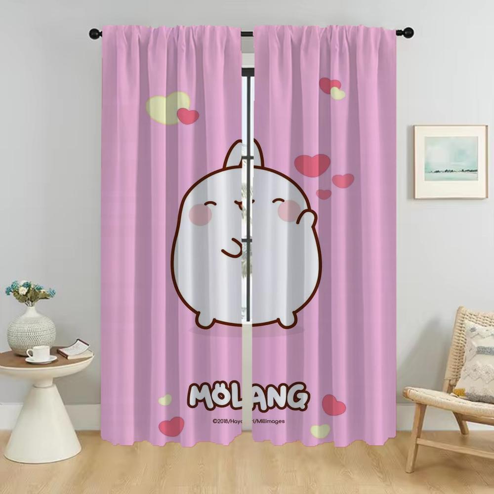 Molang Anti-mosquito Curtains 2 Pieces Halloween Decoration Window Curtain for Room 2 Panel Home Interior Curtains Partition