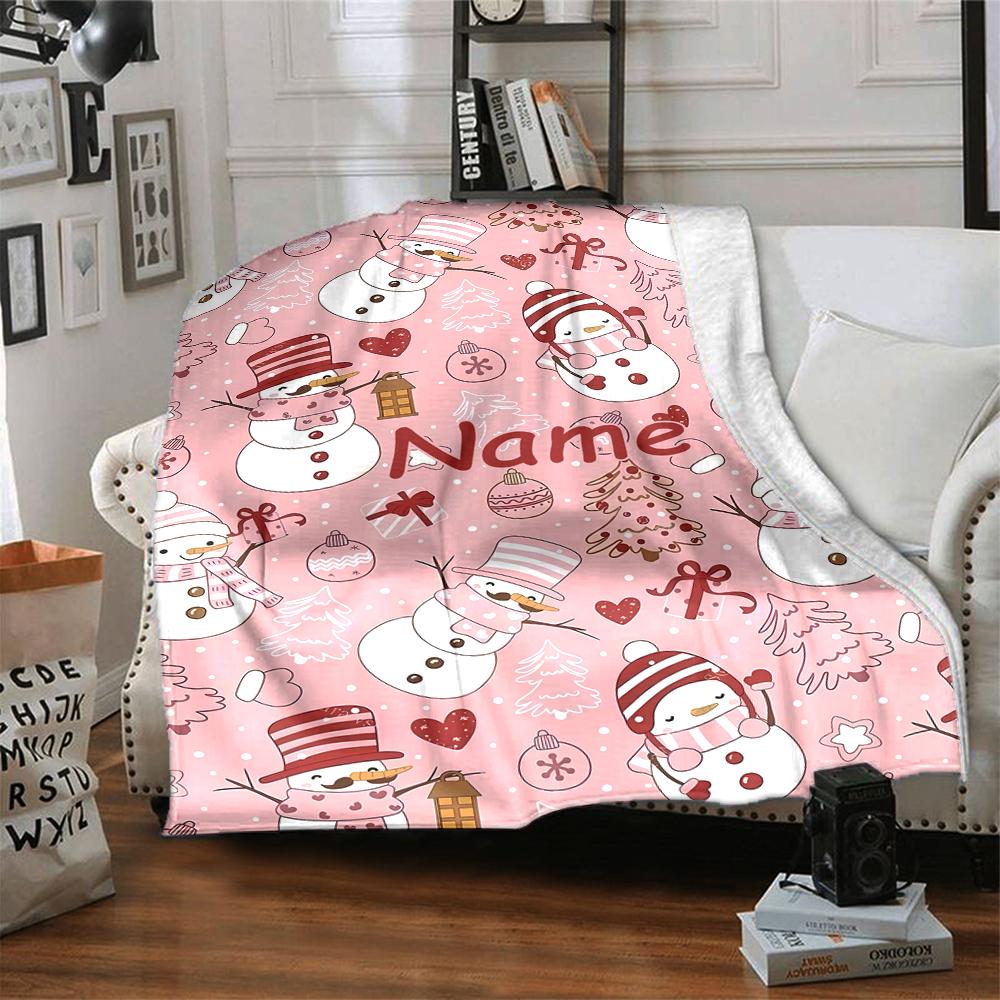 Custom Name Christmas Theme Printed Blanket - Perfect for Couch, Bed, Travel & Outdoor Use | Machine Washable, Cozy & Durable.