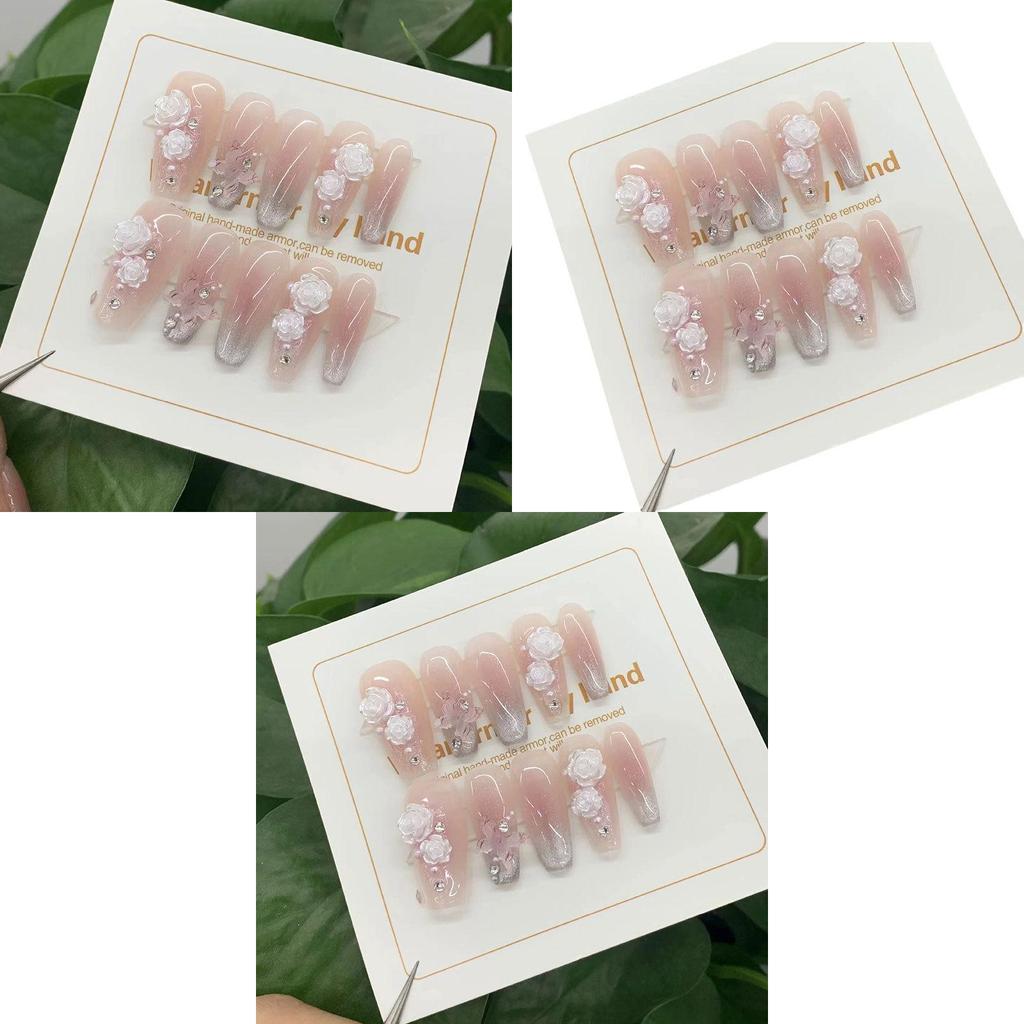 Ручная работа Розовый Камелия Румяна Бабочка Набор для Маникюра и Дизайна Ногтей Xs/s/m/l