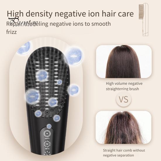 Портативный выпрямитель для волос, 3 температуры, быстрый нагрев, USB аккумулятор, отрицательные ионы, горячая щетка, электрическая расческа для укладки вьющихся волос
