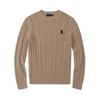 Baoluo Original Little Horse Men's Sweater - Autumn/Winter Cable Knit, Round Neck, Embroidered, Pure Cotton Knitwear