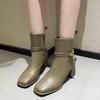 Модные женские сапоги с короткими рукавами 2024 года, осень и зима, новый дизайн, одинарные сапоги с боковой молнией, высокие каблуки, Zapatos Mujer