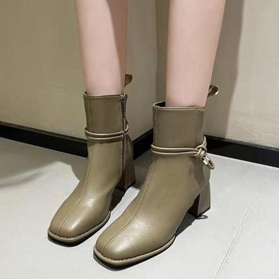 Модные женские сапоги с короткими рукавами 2024 года, осень и зима, новый дизайн, одинарные сапоги с боковой молнией, высокие каблуки, Zapatos Mujer