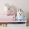 Cartoon Pen Holder Multifunctional Makeup Brush Holder Kitchen Storage Cup Cute Desk Organizer with Lid for Office Home