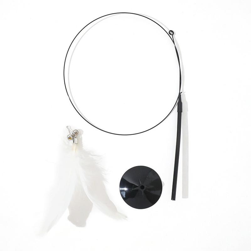 Pet Play Toy Feather Wand With Plastic And Steel Components For Cats