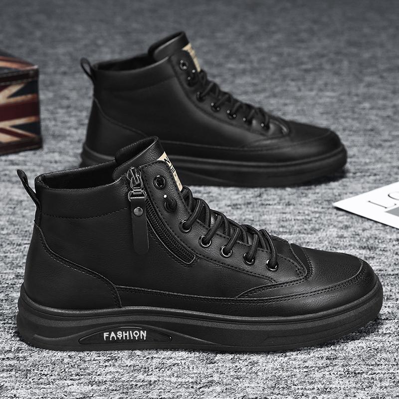 Высококачественные мужские повседневные кроссовки, удобные высокие ботильоны, модная кожаная рабочая обувь, тренд, универсальные мужские ботинки