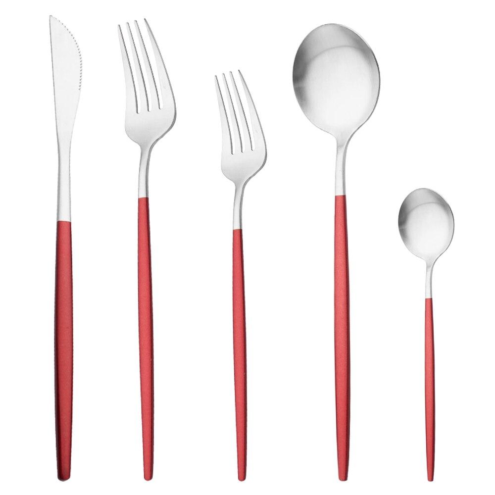 Матовая посуда из нержавеющей стали, набор столовых приборов из розового золота, нож, десертная вилка, чайная ложка, набор столовых приборов, кухонное серебро, посуда