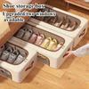 Beige 4-Season Foldable Shoe Cabinet Dustproof Under-Bed Storage with Vintage Design for Sneakers, Heels, Boots Storage Box